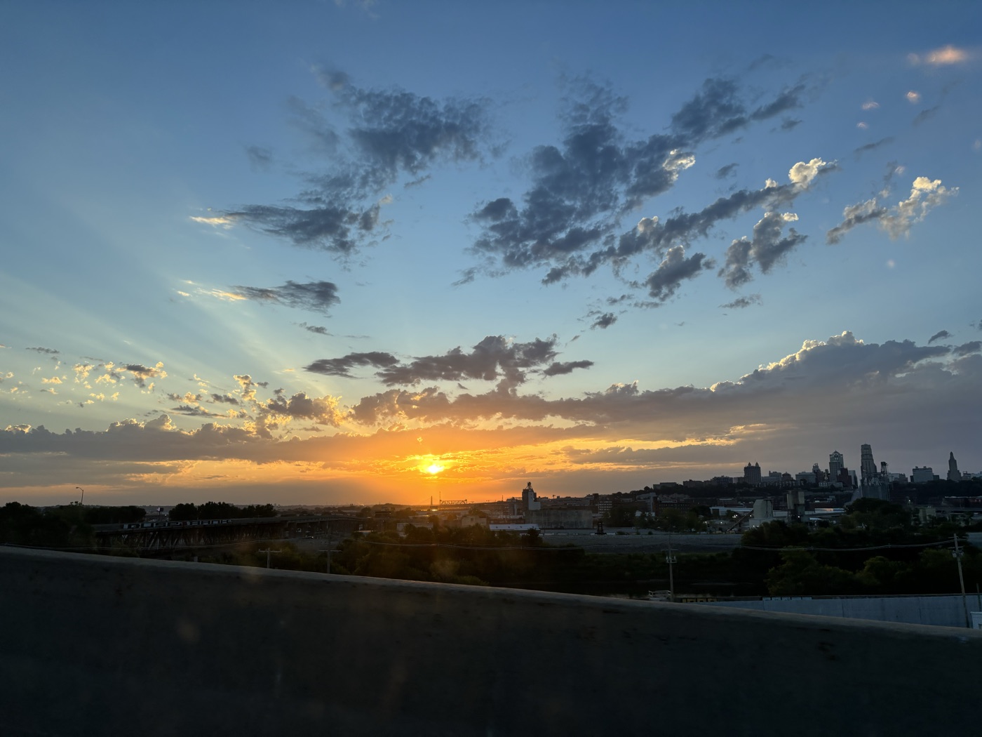 Sunset over the city skyline