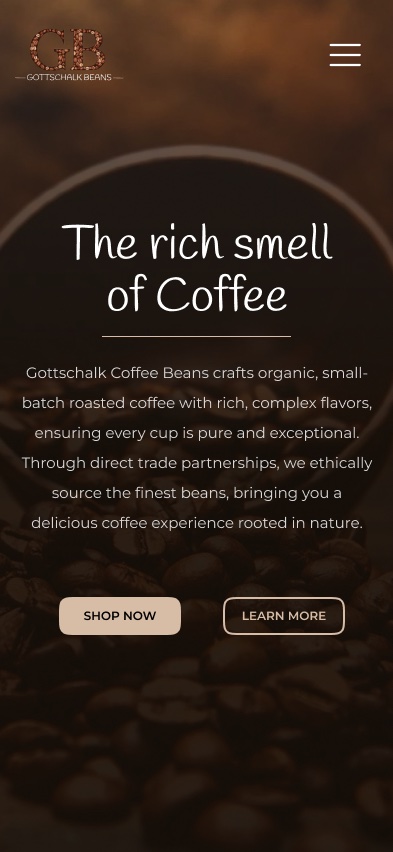 Gottschalk Beans mockup, mobile version